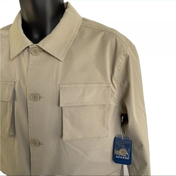 New Mens George Button Up Utility Jacket Sz S NWT Stonewash - Picture 2 of 9